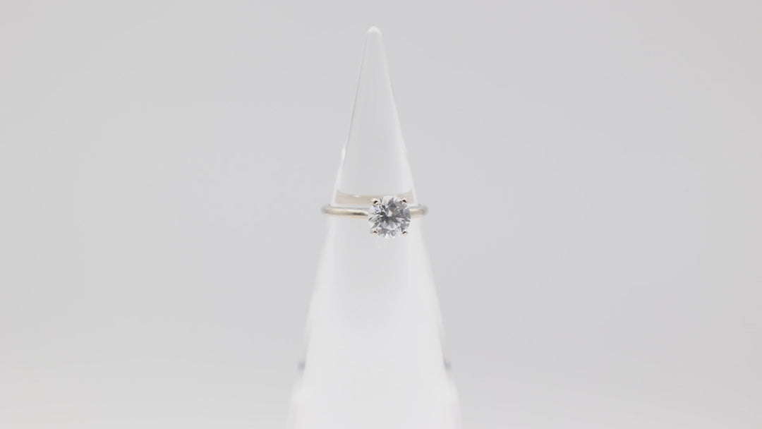 14k White Gold 7mm White Quartz Ring Size 6 Elegant Jewelry
