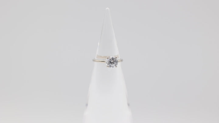 14k White Gold 7mm White Quartz Ring Size 6 Elegant Jewelry