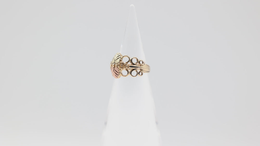 10k Yellow Gold 2 Hearts Artistic Band Ring Size 7 for Women