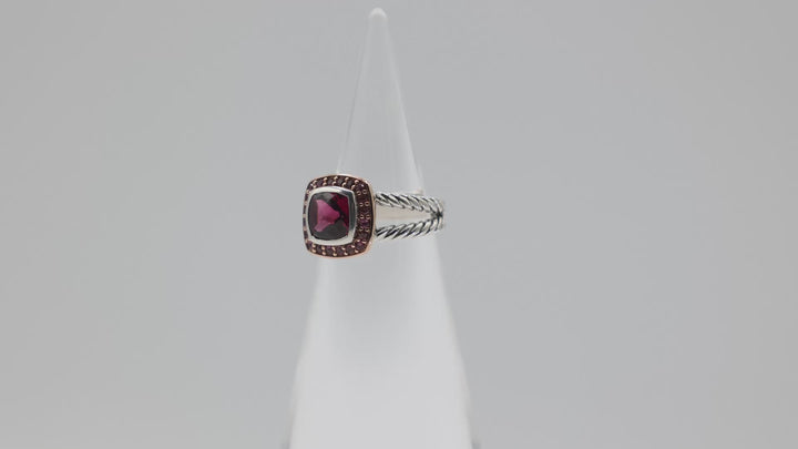 David Yurman Rhodolite And Pink Sapphire Ring Sterling Silver And Rose Gold 4.75