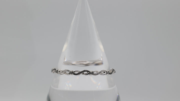 925 Sterling Silver 1mm White Moissanite Twisted Design Bracelet 7 Inch