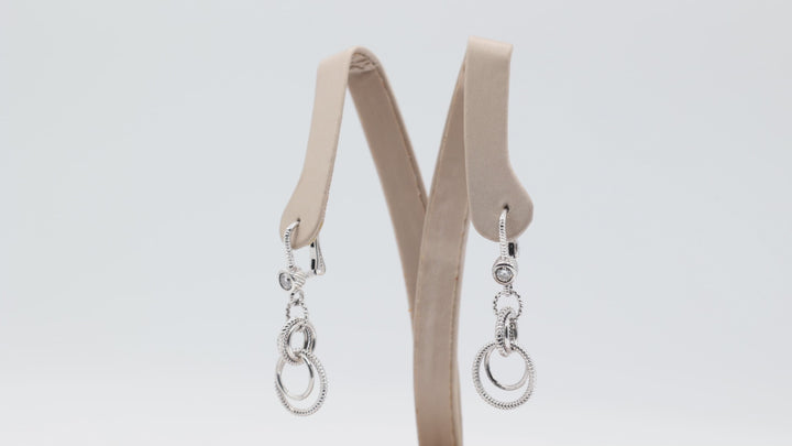 Judith Ripka 925 Sterling Silver Multi Circle Dangle Earrings