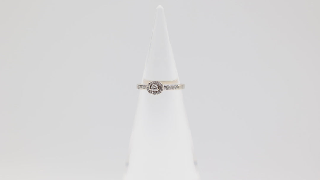 10k White Gold Band with 2.5mm Diamond & Diamond Halo Ring Size 5.25
