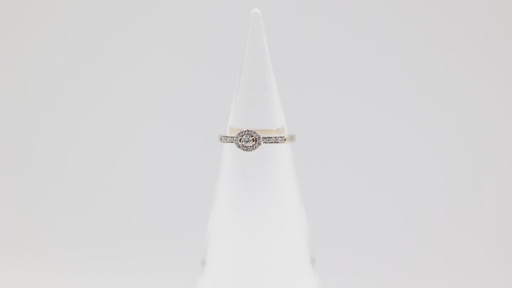 10k White Gold Band with 2.5mm Diamond & Diamond Halo Ring Size 5.25