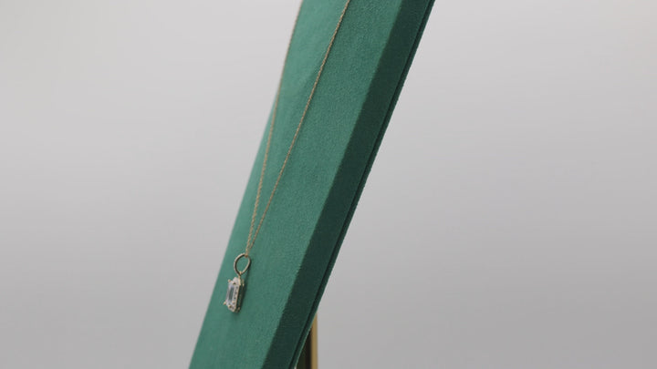 14K Yellow Gold Cubic Zirconia Baguette Pendant Necklace 17 Inch