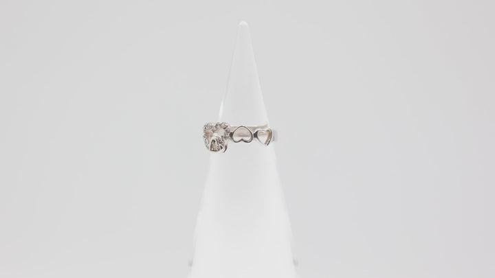 925 Sterling Silver Five Heart Ring Size Four Point Seven Five