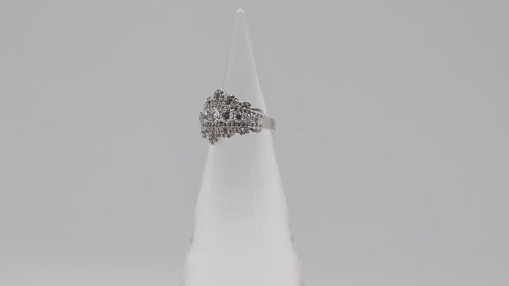 925 Sterling Silver Diamonique Royal Lace Ribbon CZ Ring Size 6