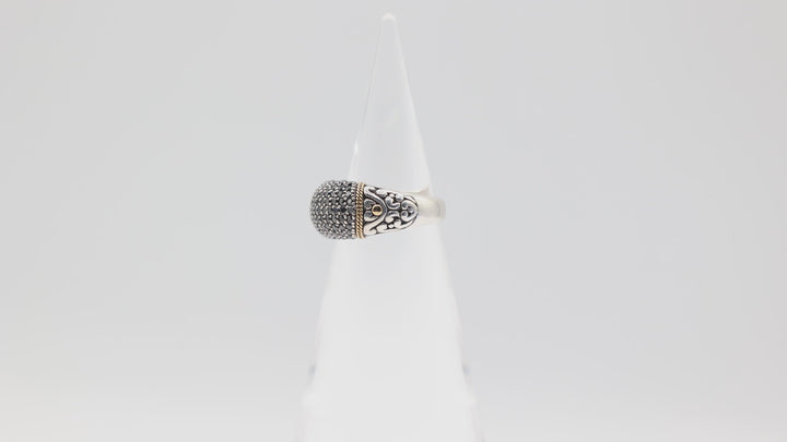 Effy 18k Yellow Gold & 925 Silver Black Onyx Statement Ring Size 7