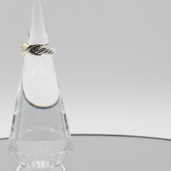 925 Sterling Silver and 14k Yellow Gold David Yurman Crossover Ring - 6.25