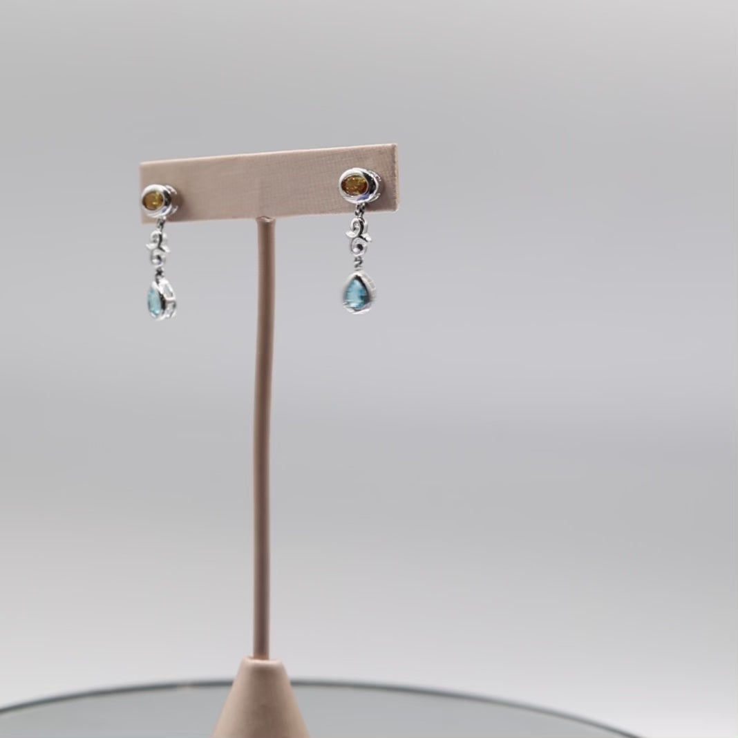 Silver Tone Costume Rhinestones Earrings