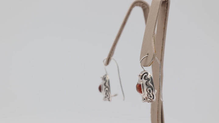 925 Sterling Silver Square Amber Earrings