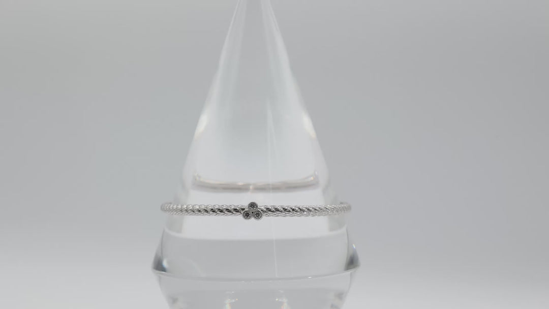 Judith Ripka 925 Sterling Silver CZ Cable Rope Bangle Bracelet
