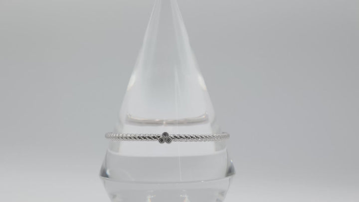 Judith Ripka 925 Sterling Silver CZ Cable Rope Bangle Bracelet