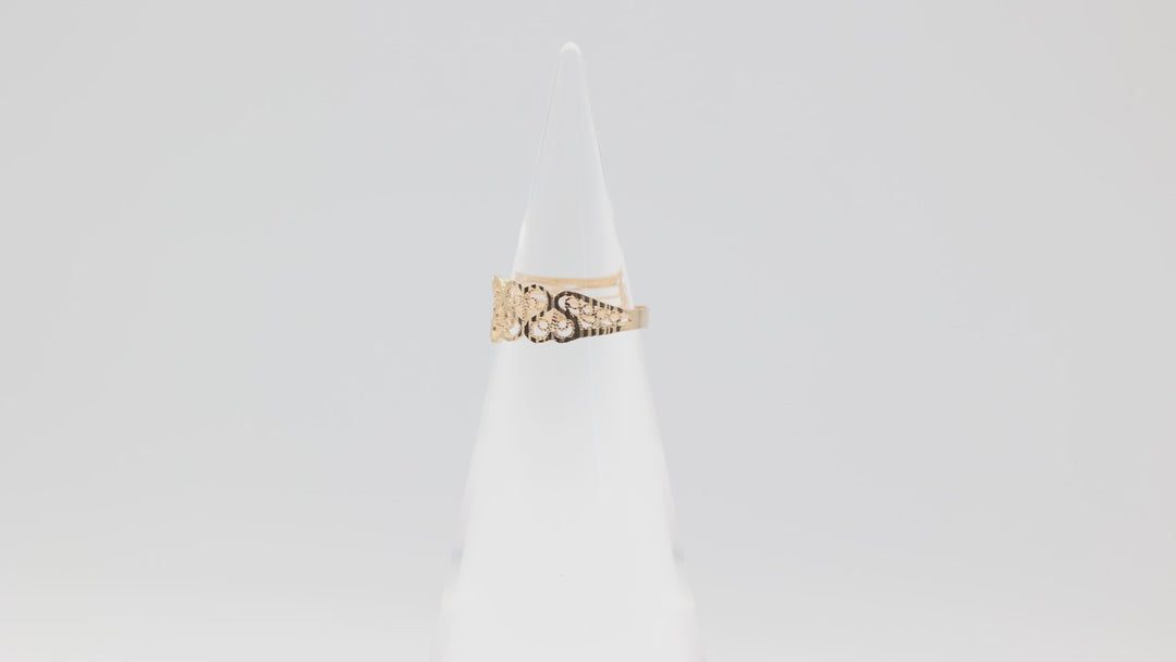 14k Gold Filigree Swirl Ring Size 6.5 Elegant Design