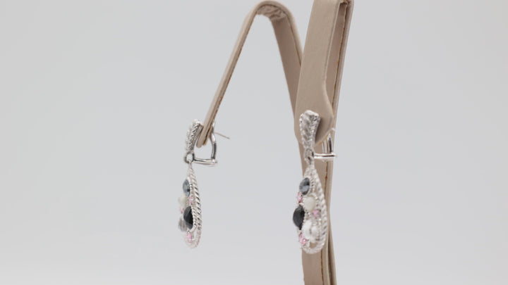 Judith Ripka 925 Sterling Silver Pink CZ Teardrop Earrings