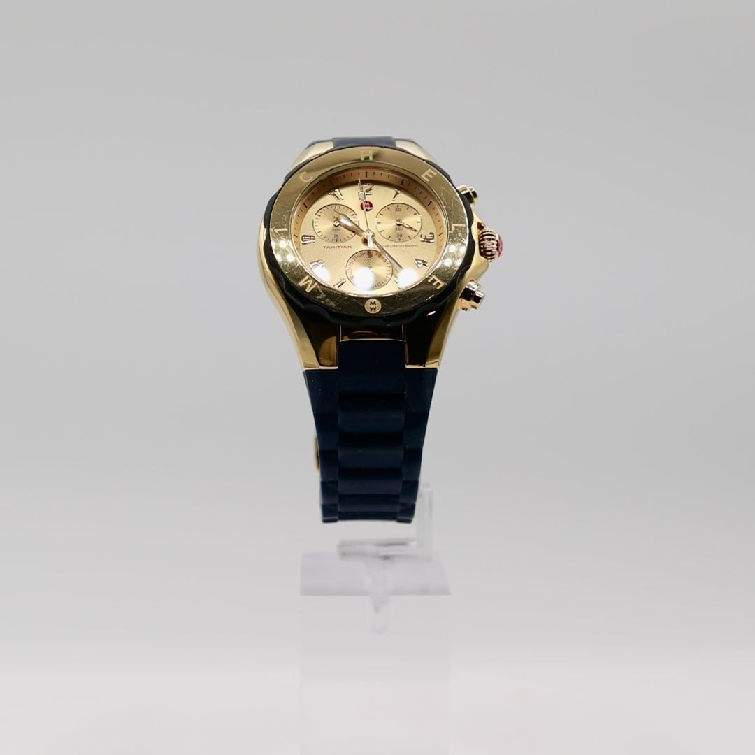 Michelle Jelly Bean Tahitian Watch with Navy Blue Silicone Band