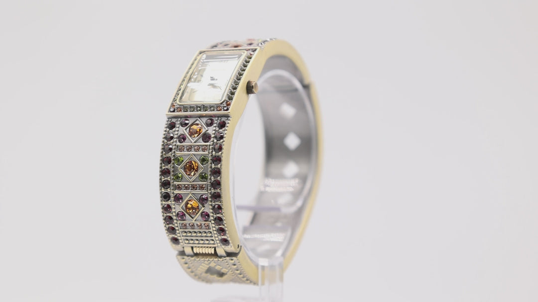 Heidi Daus Swarovski Multicolored Crystal Cuff Bracelet Watch