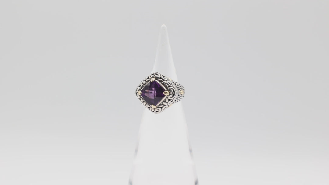 Samuel Behnam BJC Amethyst 18k Gold Silver Ring Size 7