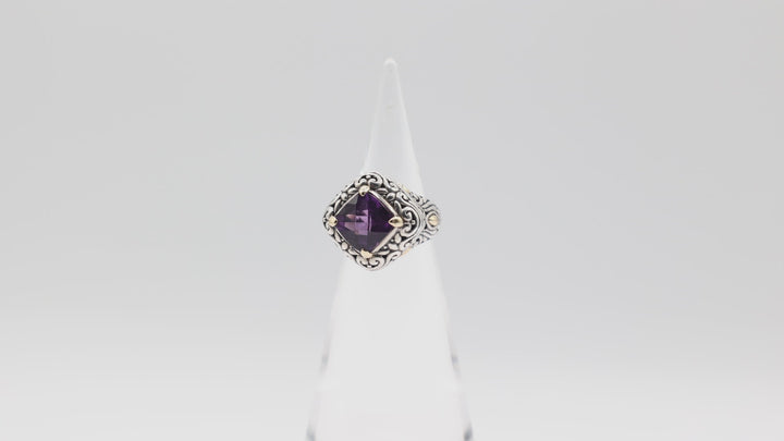 Samuel Behnam BJC Amethyst 18k Gold Silver Ring Size 7