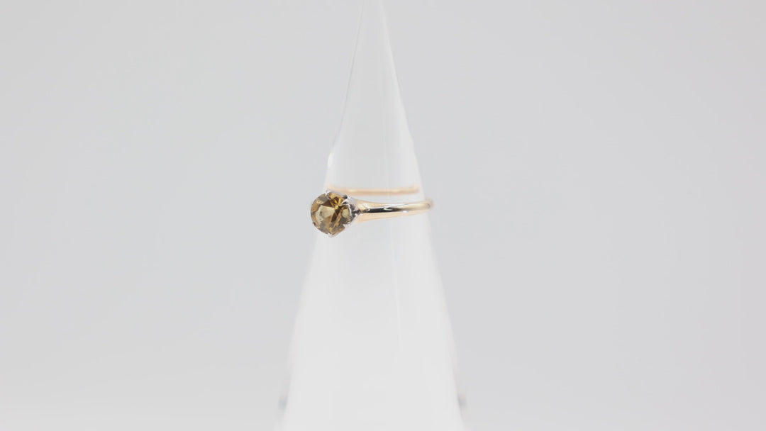 14k Yellow Gold 6mm Round Citrine Stone Ring Size 5.5