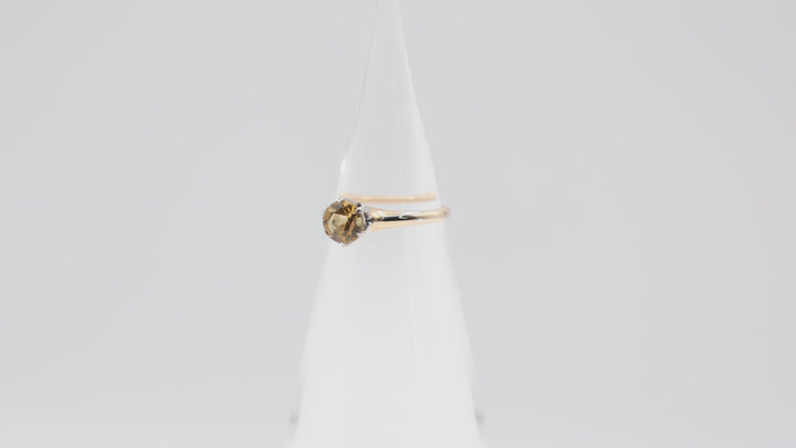 14k Yellow Gold 6mm Round Citrine Stone Ring Size 5.5