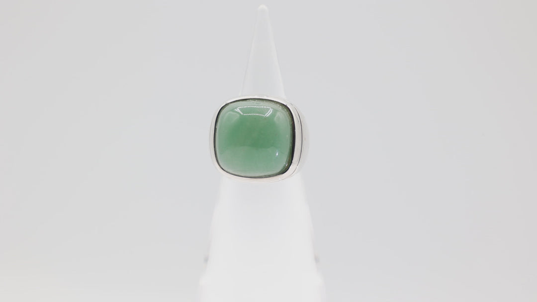 925 Sterling Silver Jade Cocktail Ring 18mm x 18mm x 6mm Size 8.25
