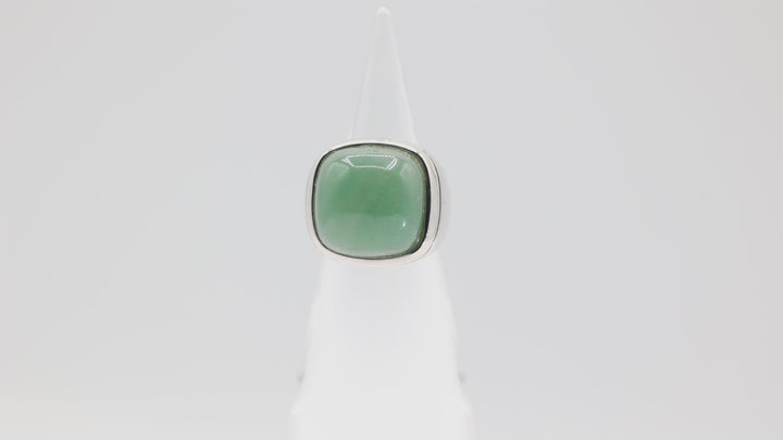 925 Sterling Silver Jade Cocktail Ring 18mm x 18mm x 6mm Size 8.25