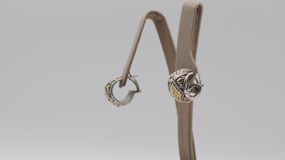 John Hardy 925 Sterling Silver And 18K Gold Dotted Shrimp Earrings