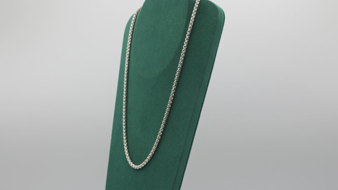 Sterling Silver Box Link Chain Necklace 24 Inch Length 925