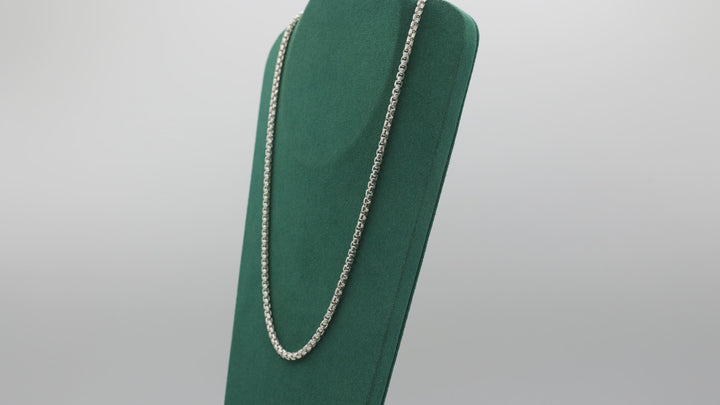 Sterling Silver Box Link Chain Necklace 24 Inch Length 925