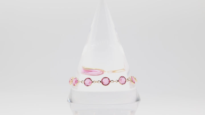 Swarovski Signed Pink Crystal Bracelet
