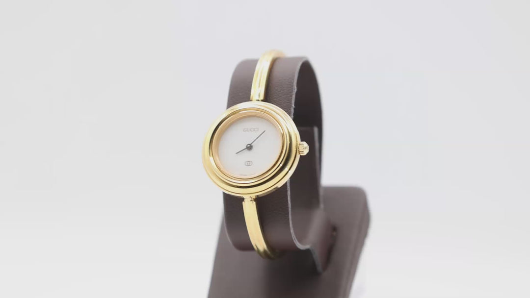 Gucci Thin Yellow Gold Vintage Interchangable Bezel Watch