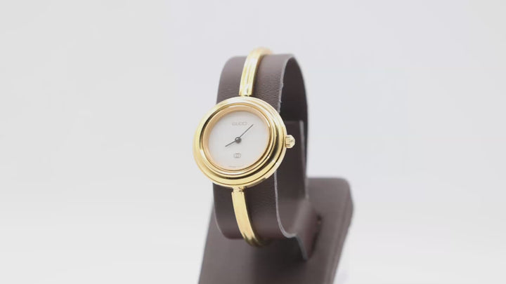 Gucci Thin Yellow Gold Vintage Interchangable Bezel Watch