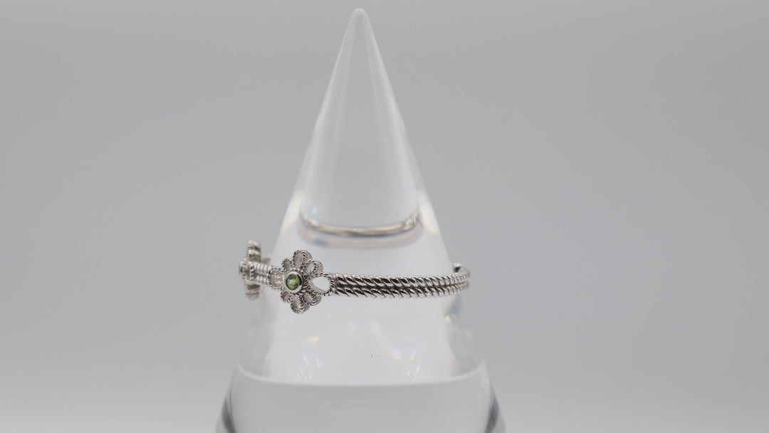 Judith Ripka 925 Sterling Silver Peridot Floral Hinged Bracelet