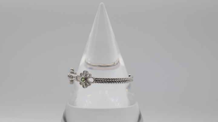 Judith Ripka 925 Sterling Silver Peridot Floral Hinged Bracelet