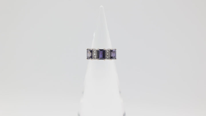14k White Gold Size 6.75 Iolite/White Spinel Ring Size 6.5