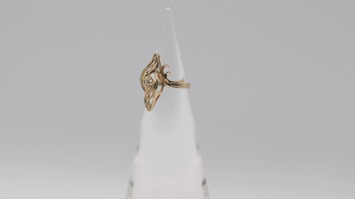 14K Yellow Gold Flower Filigree Ring Size 6.5 Elegant Vintage Style