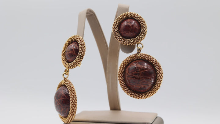 Prada Clip On Double Leather Round Earrings