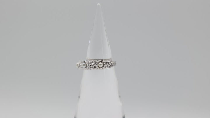 Judith Ripka 925 Sterling Silver Three Pearl Ring Size 11