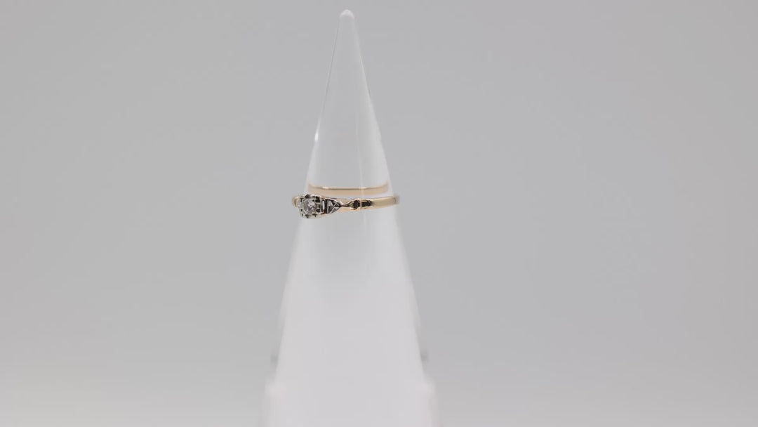 14k Yellow Gold 3mm Diamond Ring With White Gold Accents Size 6