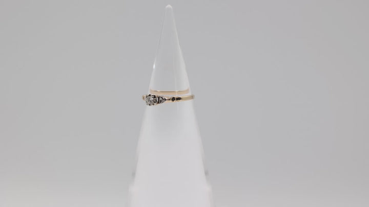 14k Yellow Gold 3mm Diamond Ring With White Gold Accents Size 6