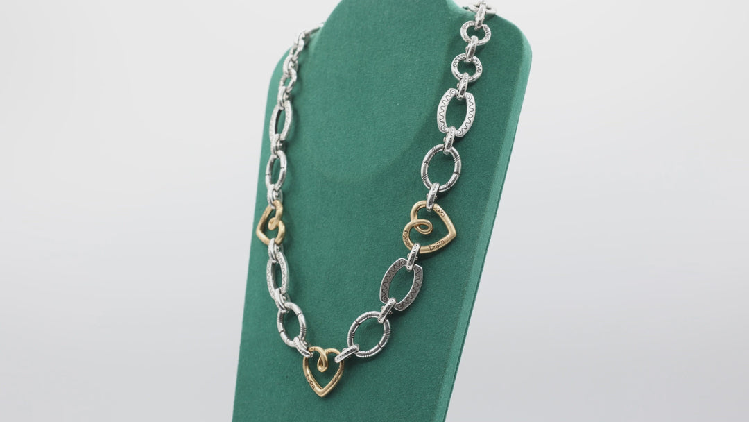 Brighton Two Tone Heart Link Chain Necklace