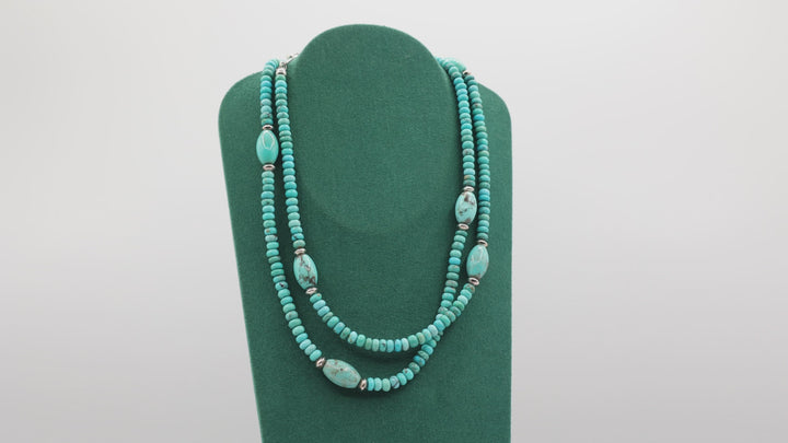 925 Sterling Silver Beaded Turquoise Necklace