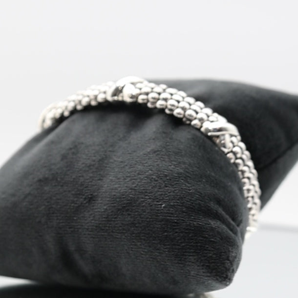 925 Sterling Silver Lagos Five Station X Caviar Bracelet