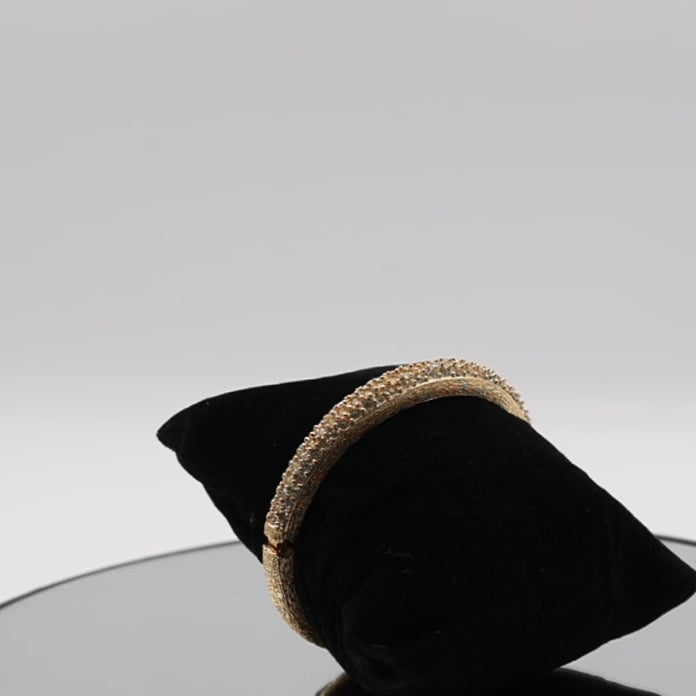 Gold Plated Pave Crystal Oval Christian Dior Hinged Bangle Bracelet
