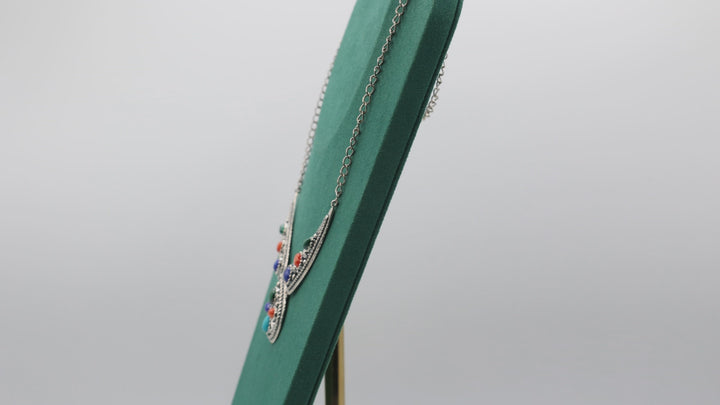 925 Sterling Silver Relios Multicolored Gemstone Necklace