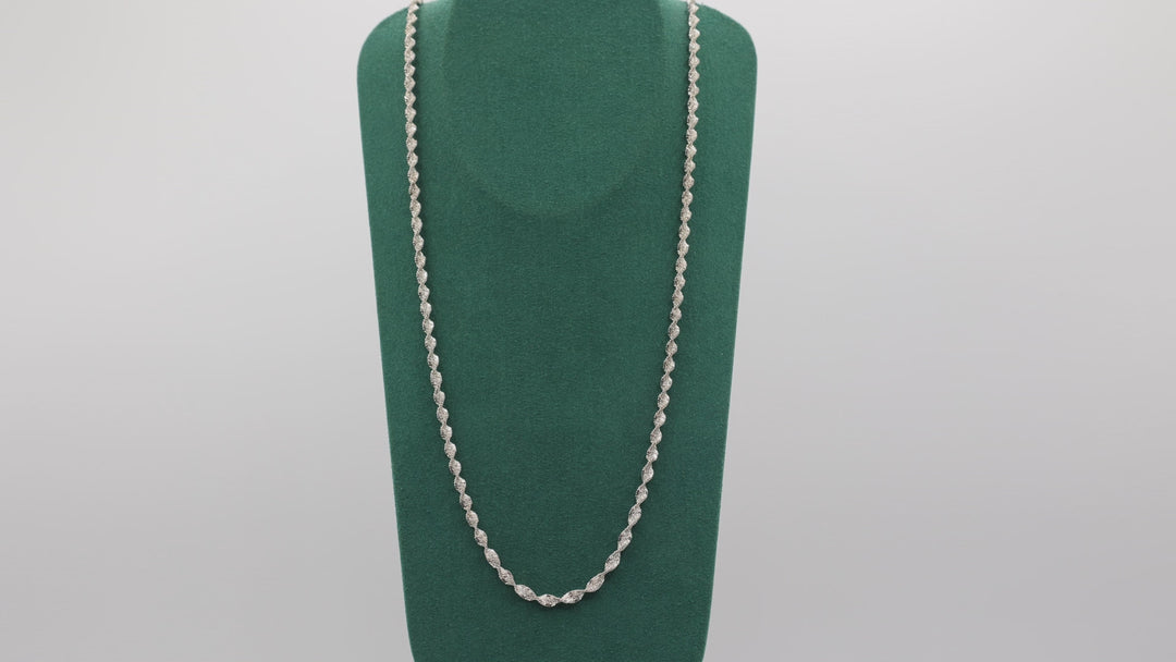 925 Sterling Silver Twisted 23 Inch Chain Necklace