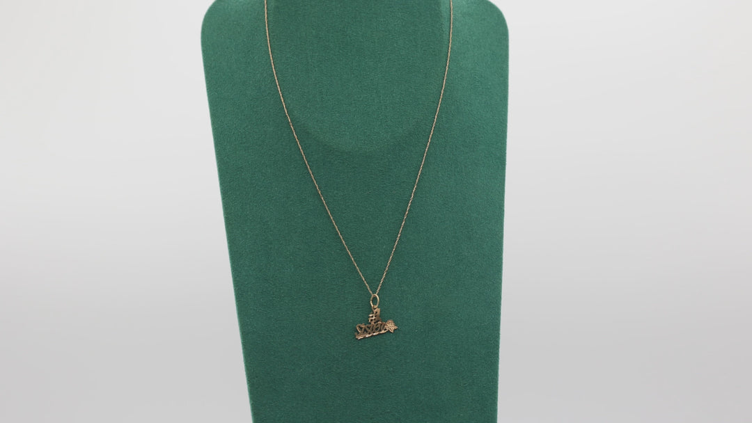 14k Yellow Gold 17 Inch Chain & #1 Sister Pendant Necklace