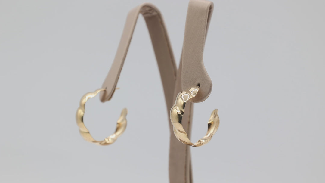 14K Yellow Gold Hoop Earrings One Inch Diameter Elegant Everyday Jewelry