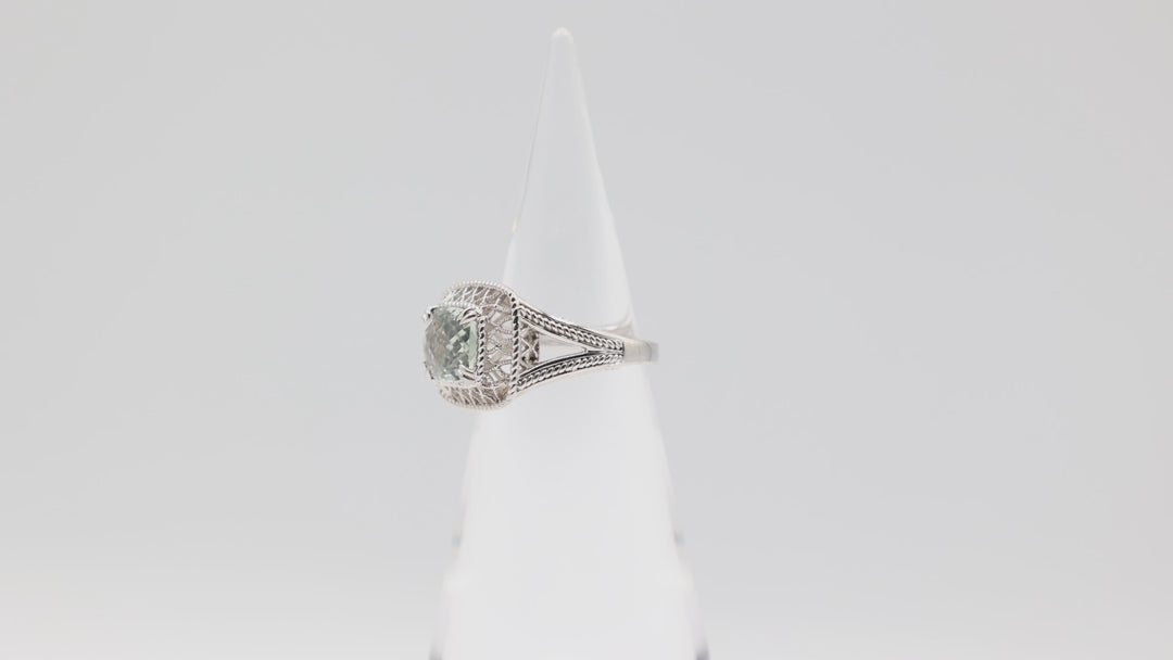 Gabriel & Co. 925 Sterling Silver 11x9mm Green Quartz Ring Size 9.75